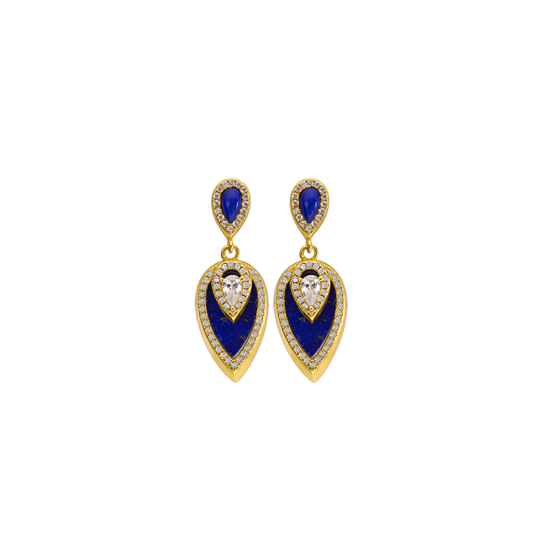 Elegant French Pear Earrings | Natural Lapis Lazuli
