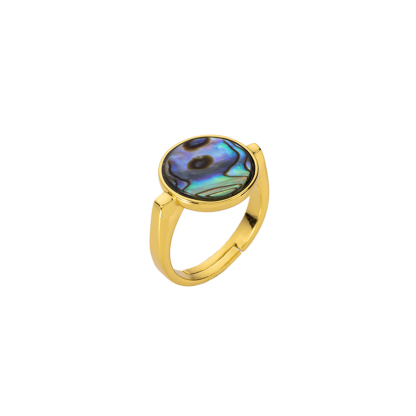 Natural Abalone Ring | Minimalist Circle Design