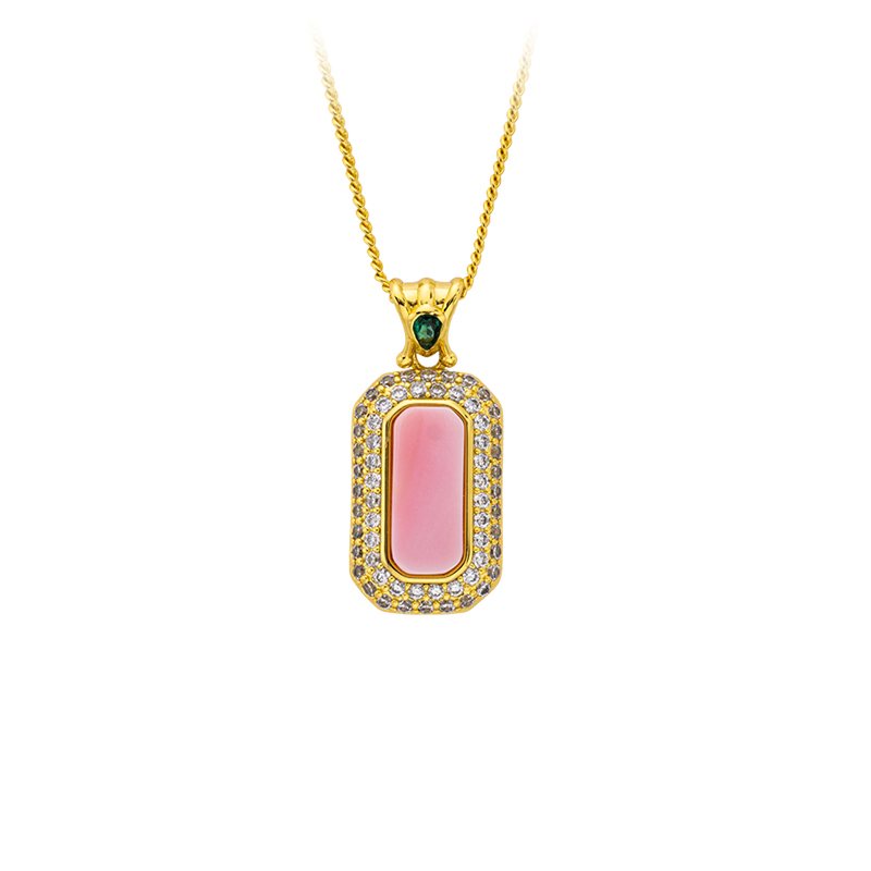 Natural Queen Conch Square Pendant - French Classic