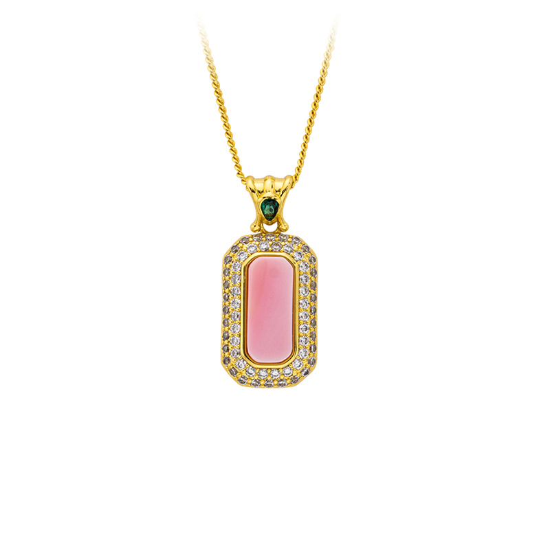 Natural Queen Conch Square Pendant - French Classic