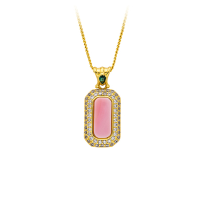 Natural Queen Conch Square Pendant - French Classic