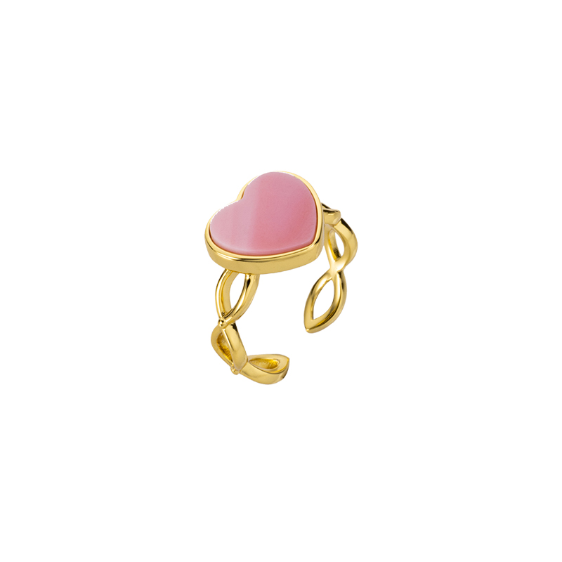 Natural Queen Conch Pink Heart Ring 