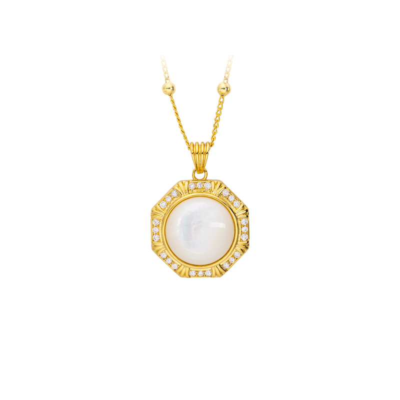 Dazzling Natural MOP Diamond Pendant Necklace