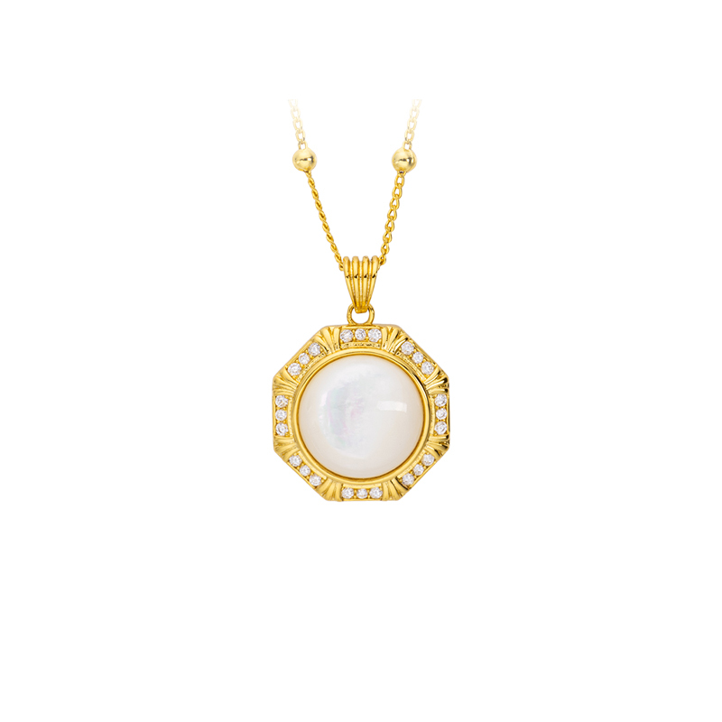 Dazzling Natural MOP Diamond Pendant Necklace