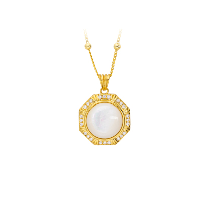 Dazzling Natural MOP Diamond Pendant Necklace