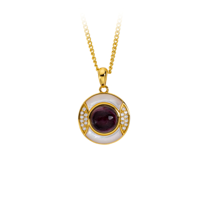 Luxury Elegant Natural Purple Spiny Oyster Round Pendant