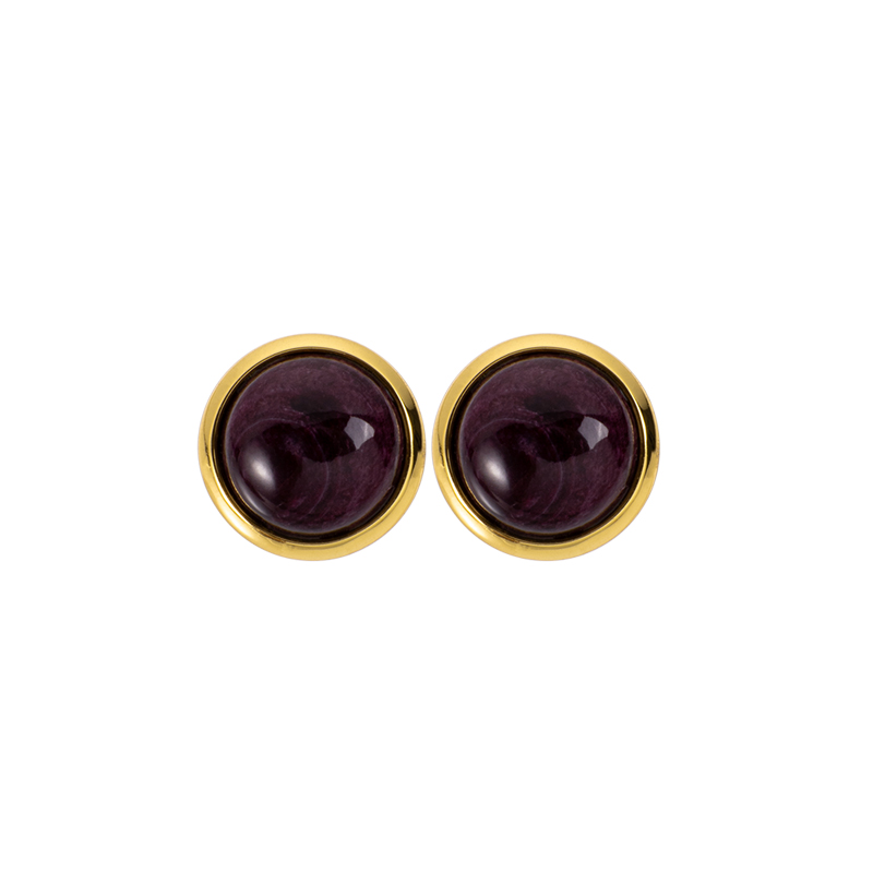 Minimalist Purple Spiny Oyster Stud Earrings