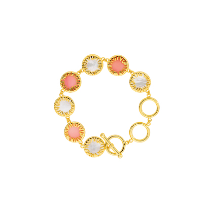 Queen Conch &Mother of Pearl Round Bracelet OT Clasp