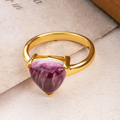 Natural Purple Spiny oyster Triangle Ring Fashion Elegant Purple Finger Ring