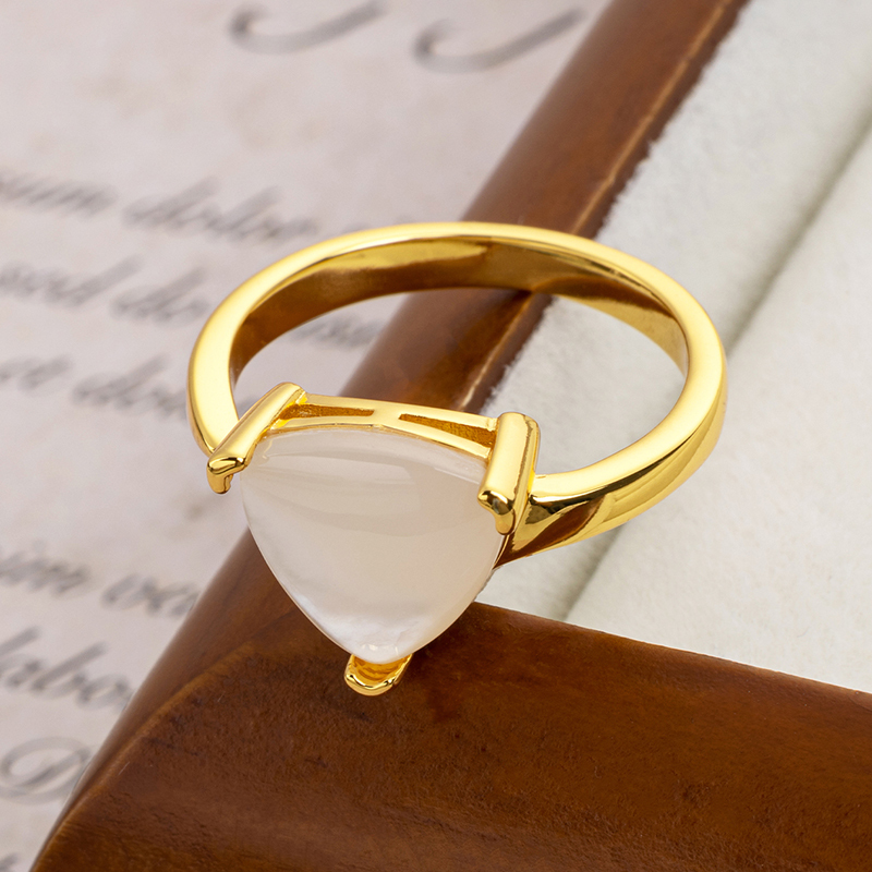 Iridescent MOP Triangle Ring - Modern Statement