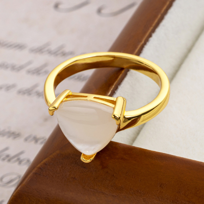 Iridescent MOP Triangle Ring - Modern Statement