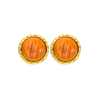 Round Hammered Spiny Oyster Earrings – Textured Shell Studs