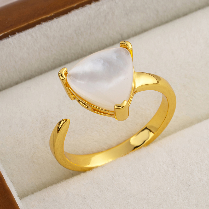 Iridescent MOP Triangle Ring - Modern Statement