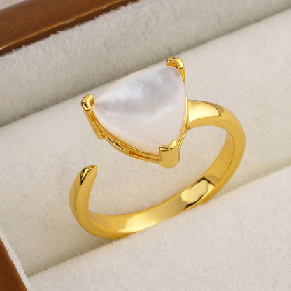 Iridescent MOP Triangle Ring - Modern Statement