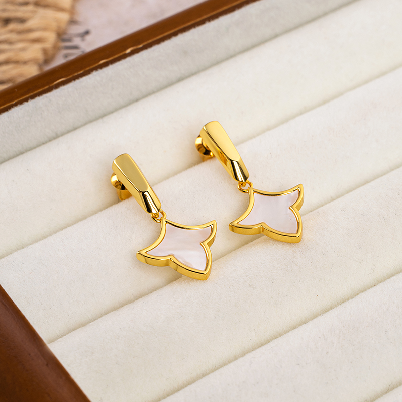 Chic White MOP Maple Earrings - Sweet & Delicate for Women