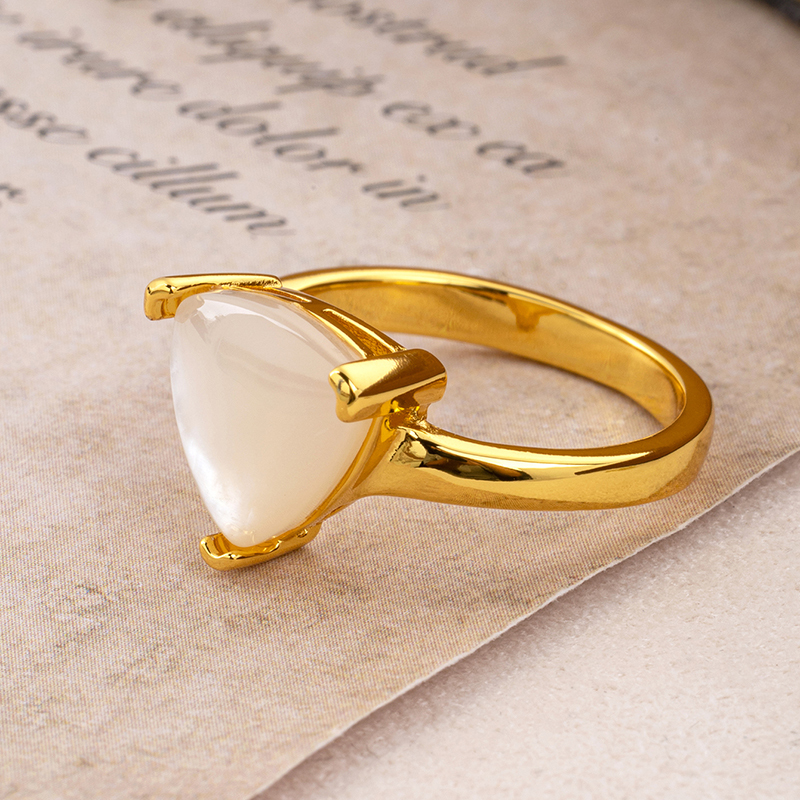 Iridescent MOP Triangle Ring - Modern Statement