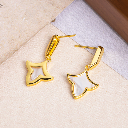 Chic White MOP Maple Earrings - Sweet & Delicate for Women