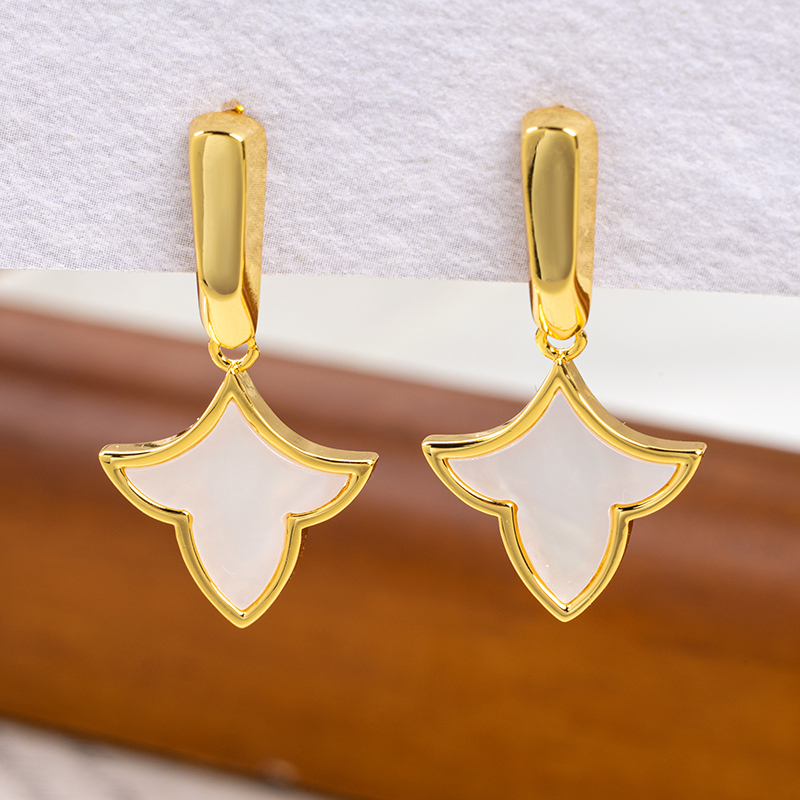 Chic White MOP Maple Earrings - Sweet & Delicate for Women