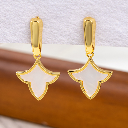 Chic White MOP Maple Earrings - Sweet & Delicate for Women