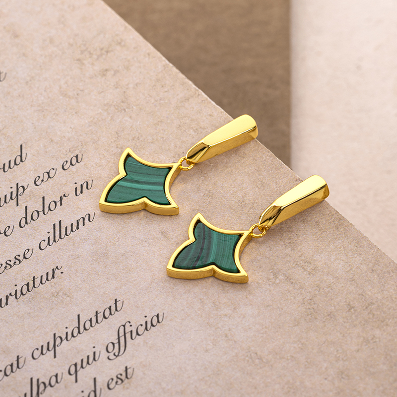 Luxury Malachite Maple Leaf Earrings - Elegant & Sophisticated