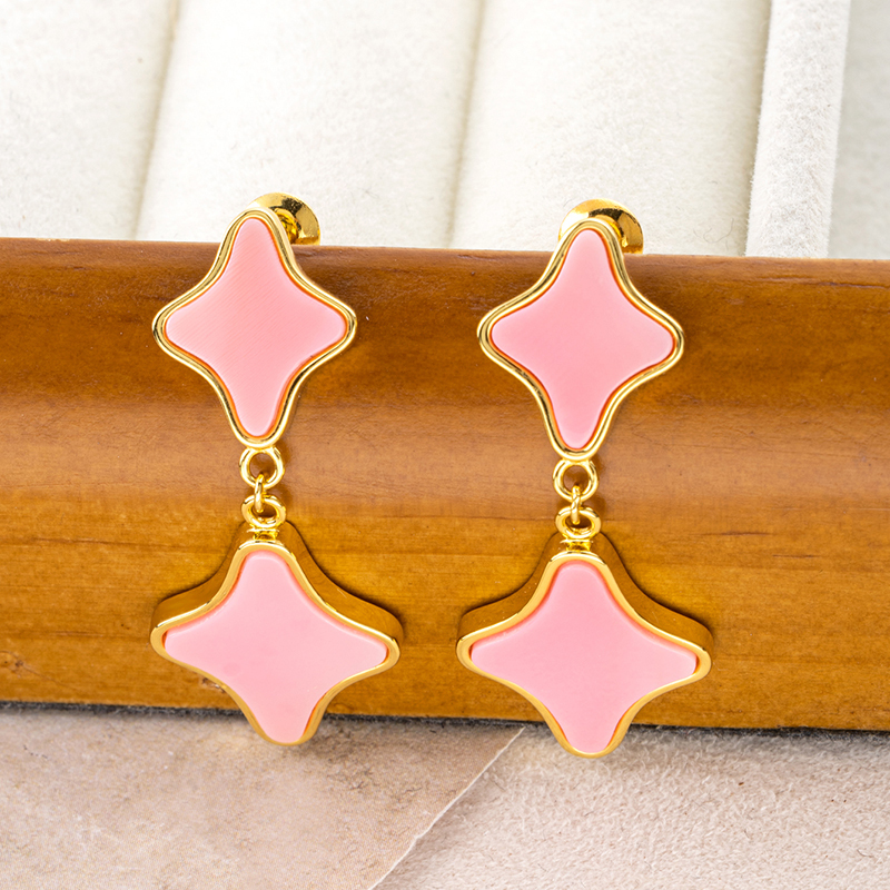 European Style Clover Earrings: Oceanic  Queen Conch, Chic & Refined