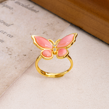 Pink Conch Butterfly  Ring: Sweet, Girly & Fashionable