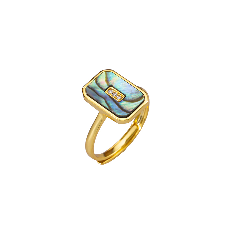Minimalist Abalone Shell Square Ring