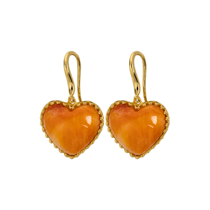 Natural Spiny Oyster Shell Heart Earrings - Timeless Love Symbol Handmade Jewelry, Organic Oceanic Studs for Sensitive Ears with Boho Bridal Versatility