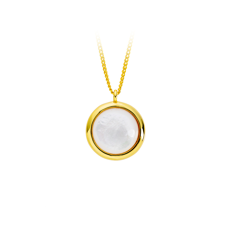 Minimalist Round White MOP Necklace Gift for Her