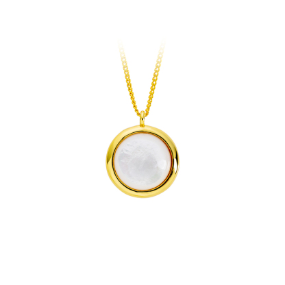 Minimalist Round White MOP Necklace Gift for Her