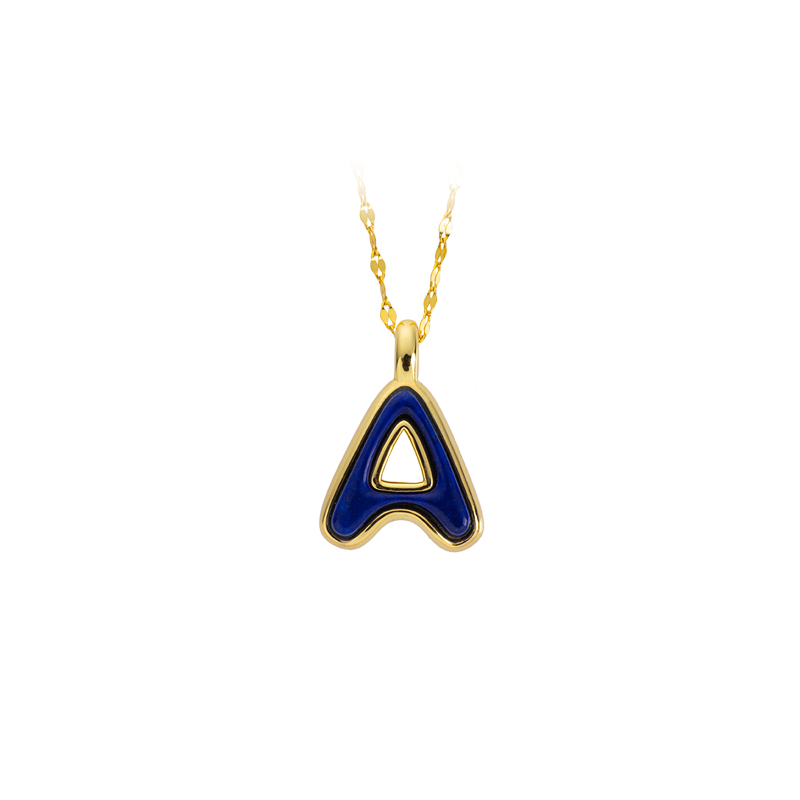 Electroformed 999 Silver Letter Lapis Lazuli Necklace