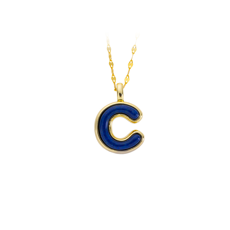 Electroformed 999 Silver Letter Lapis Lazuli Necklace