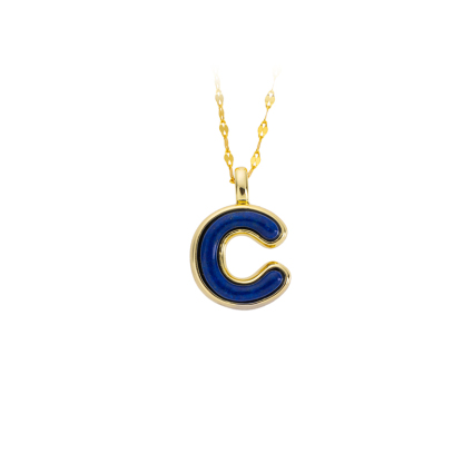Electroformed 999 Silver Letter Lapis Lazuli Necklace