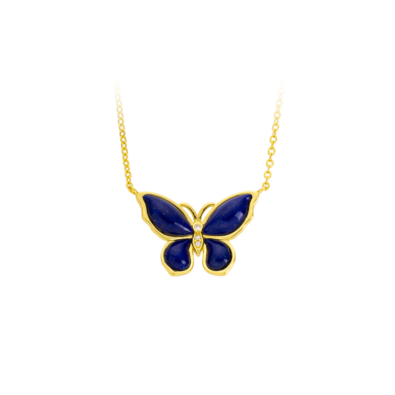 Lapis Lazuli Butterfly Pendant Necklace | Elegant Women's Jewelry