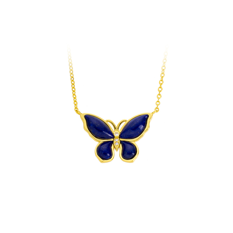 Lapis Lazuli Butterfly Pendant Necklace | Elegant Women's Jewelry