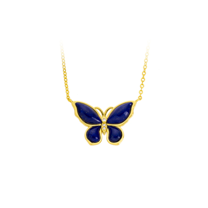 Lapis Lazuli Butterfly Pendant Necklace | Elegant Women's Jewelry