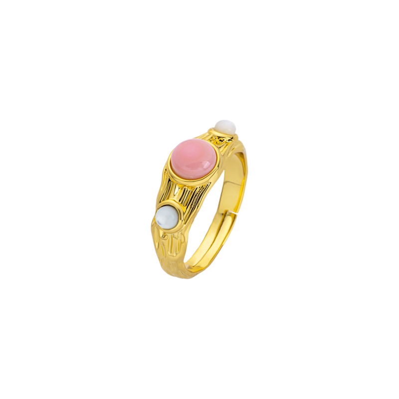 Minimalist Adjustable Ring: Natural Conch & Mother of Pearl