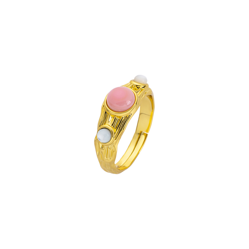 Minimalist Adjustable Ring: Natural Conch & Mother of Pearl
