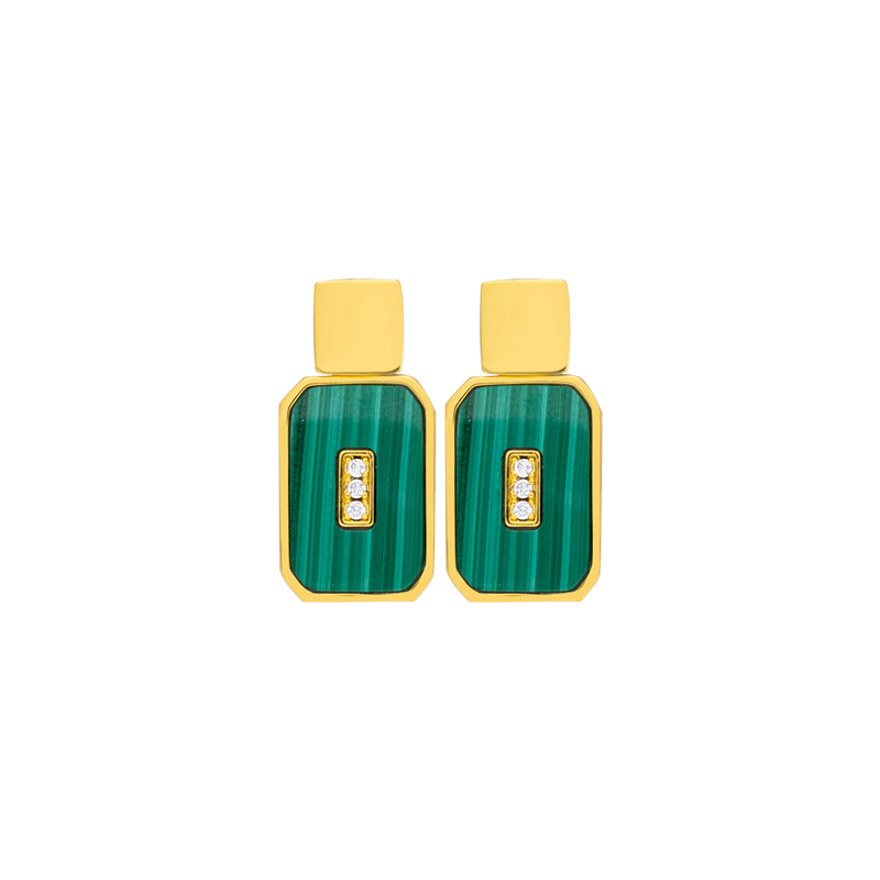 Natural Malachite Perfume Bottle Earrings - Fashion Studs