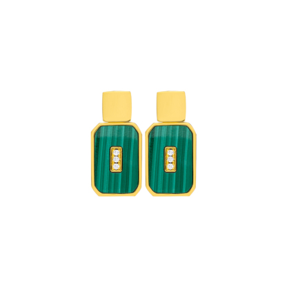 Natural Malachite Perfume Bottle Earrings - Fashion Studs