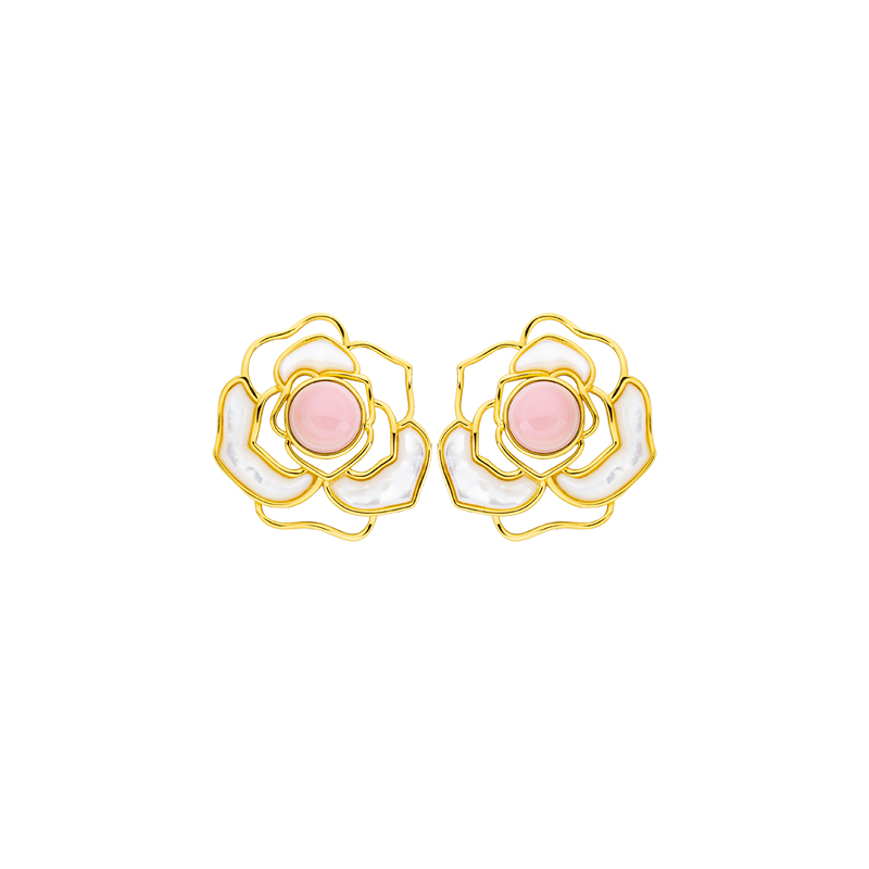 Natural Queen Conch Camellia Earrings - Dainty Fashion