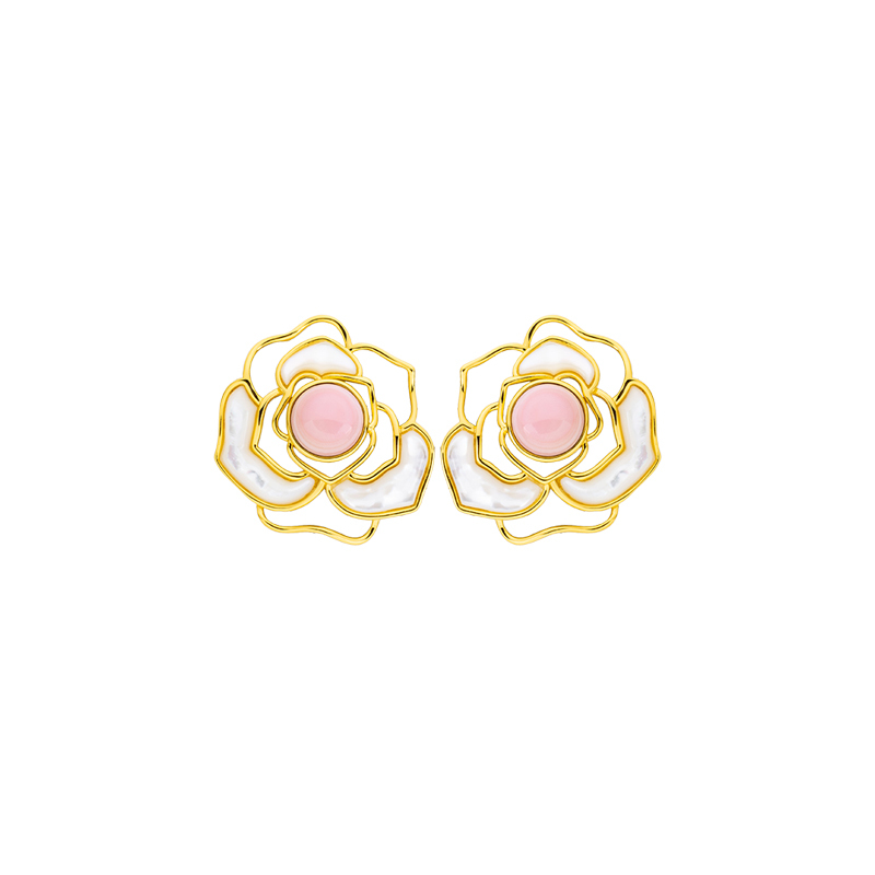 Natural Queen Conch Camellia Earrings - Dainty Fashion