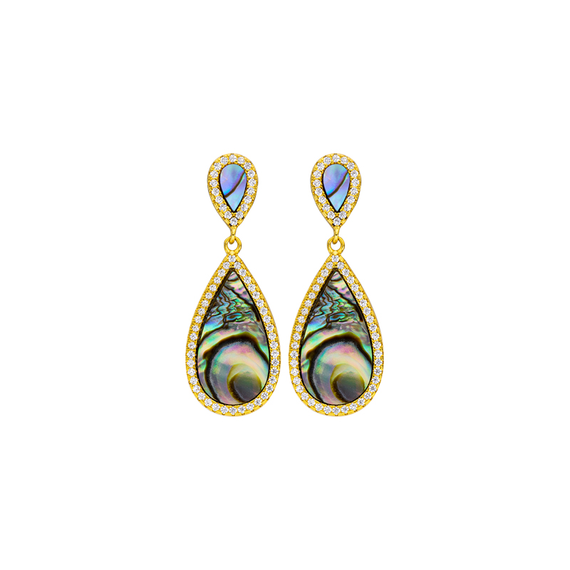 Bestselling Teardrop Abalone Stud Earrings - Iridescent