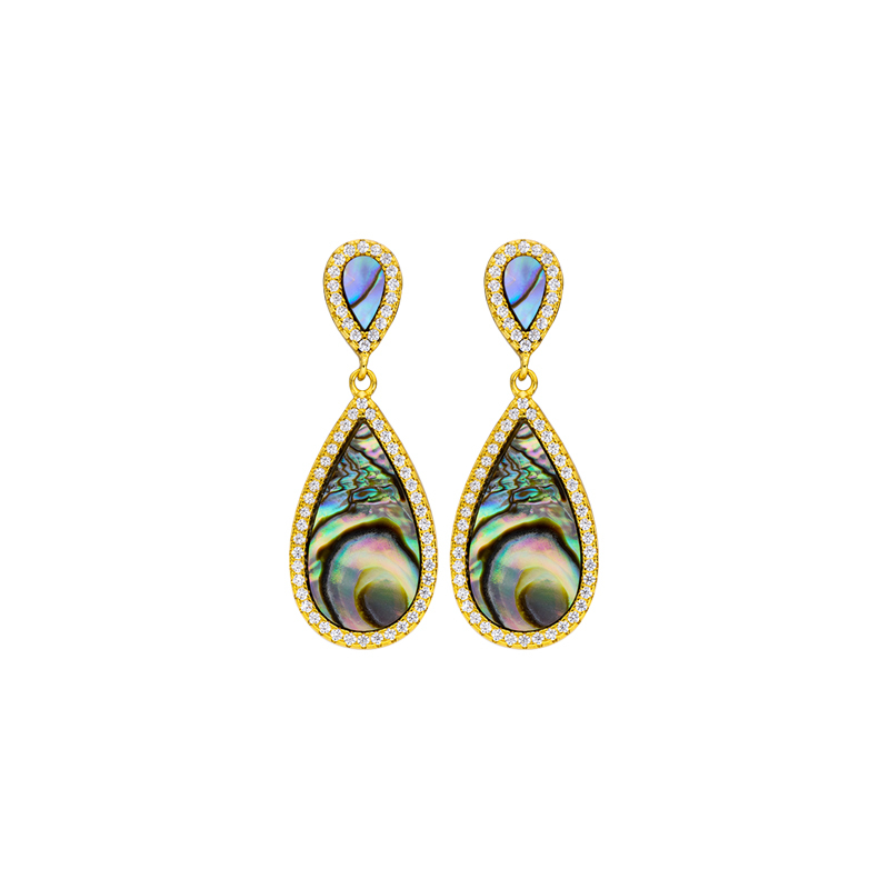 Bestselling Teardrop Abalone Stud Earrings - Iridescent