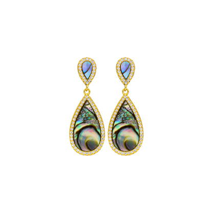 Bestselling Teardrop Abalone Stud Earrings - Iridescent
