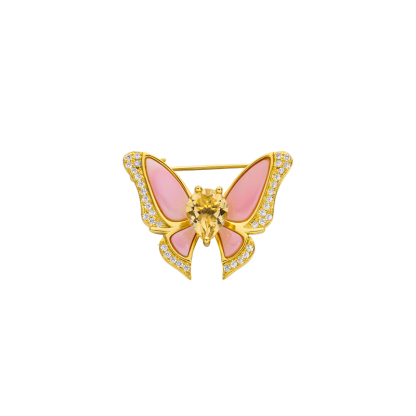 Luxury Pavé Butterfly Brooch: Natural Queen Conch