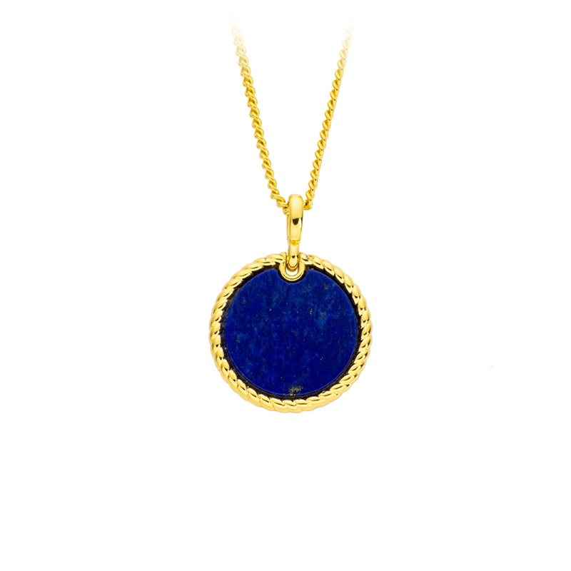 Geometric Lapis Lazuli Disc Necklace - Vintage