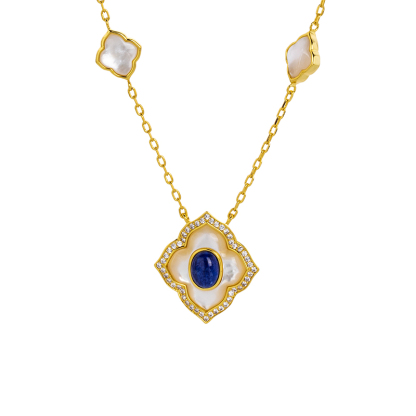 Lapis & MOP Clover Pendant Necklace - Lucky & Luxe