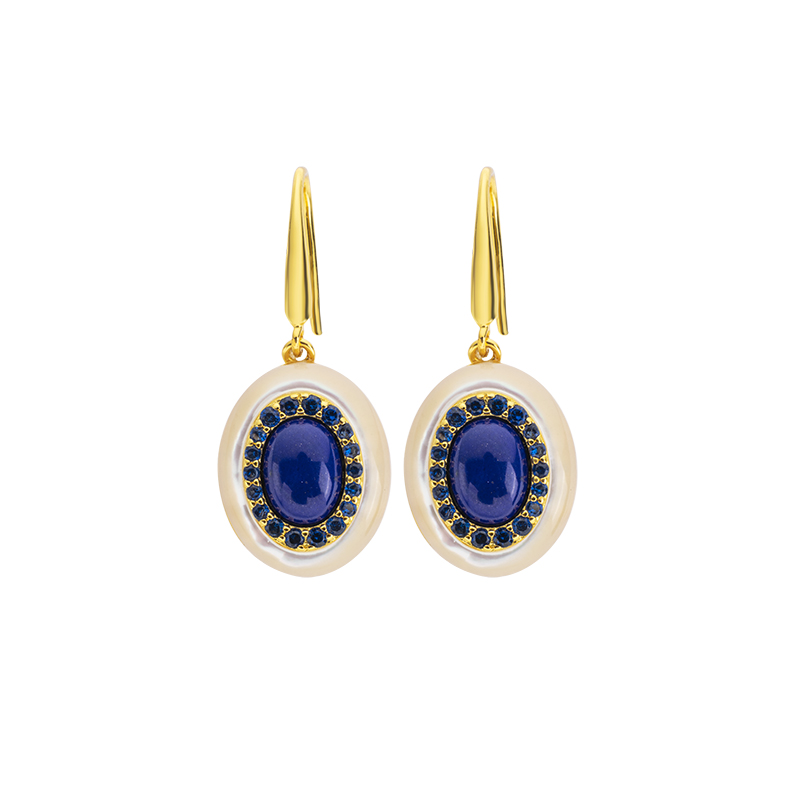 Raw Lapis Oval Earrings - Elegant & Chic Style
