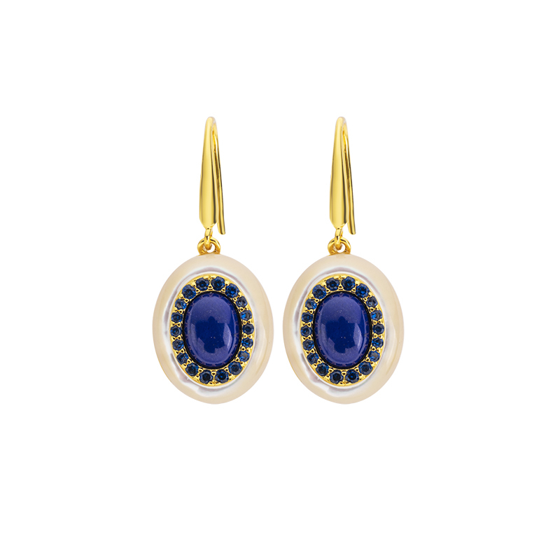 Raw Lapis Oval Earrings - Elegant & Chic Style